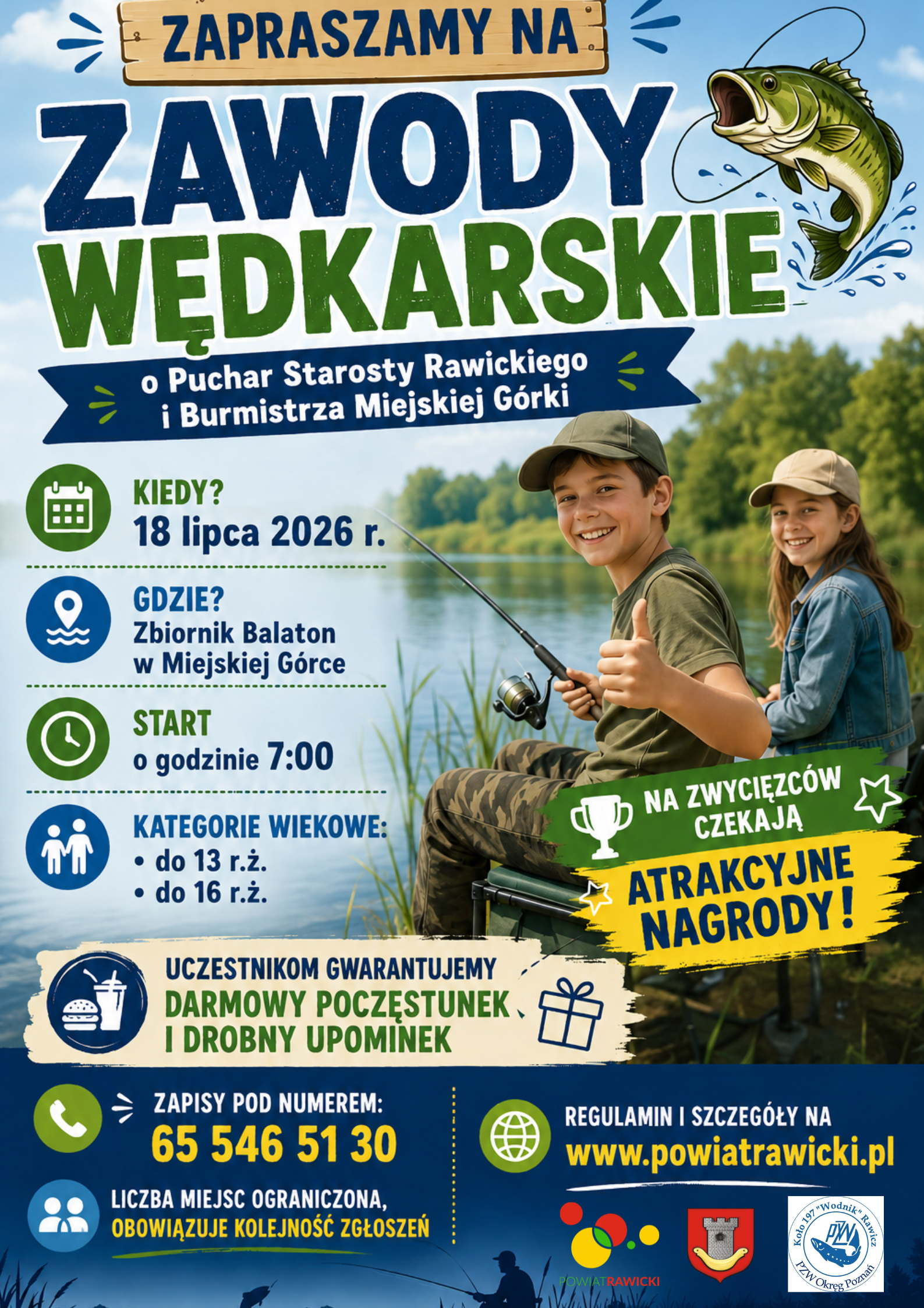 Zgłoś się na zawody wędkarskie o Puchar Starosty Rawickiego i Burmistrza Miejskiej Górki
